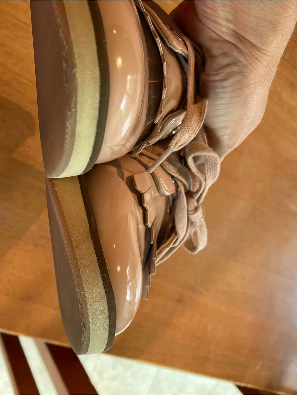Zara Pink Patent Kiltie Lace-Up Kids Dress Shoes - youth 3.5/women 4.5/5